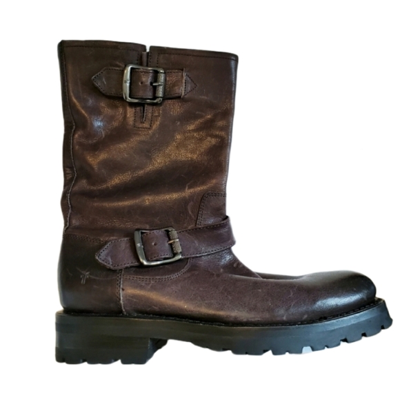 Frye Veronica Short Brown Leather Mid-Calf Boot - Picture 2 of 10